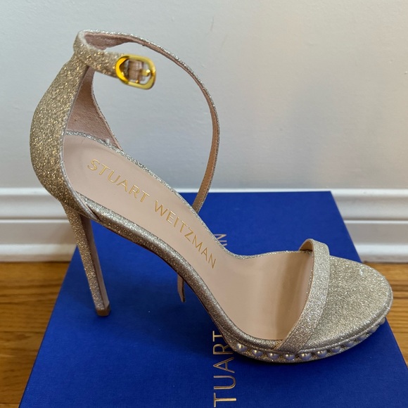 Stuart Weitzman gold platform nudist sandal NWT size 8 - Picture 5 of 8